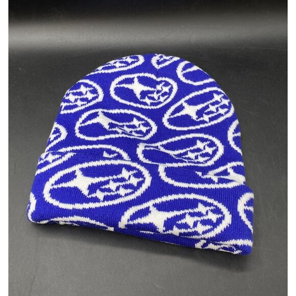 Subaru Of Bend Central Oregon Beanie Hat Blue White Spell Out - Picture 7 of 8